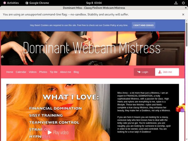 DominantMissClassyFinDomWebcamMistress With Gift Card